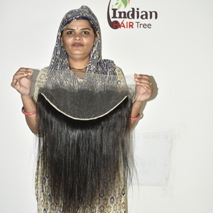 100% Indian Natural Texture <b>Frontal</b> HD 13*6 Loose Deep Wave Straight Machine Double Weft Remy Lace Front Soft Unprocessed - Product Image 6