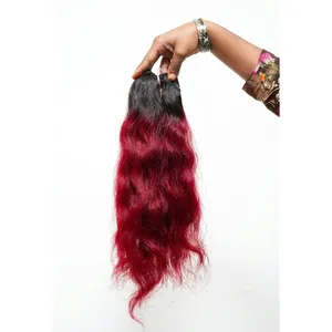 Long Dark Root Red for Indian Remy Hair Double Drawn 100% Density <b>Wig</b> with Natural Wave Texture Silk Base HD Transparent - Product Image 3