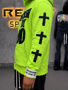 Sudadera con Capucha y Cremallera para Hombre, Hecha a Medida, con Logotipo Bordado en Verde en la Parte Delantera, Corte Holgado, Transpirable, 100% Algodón - Product Image 6