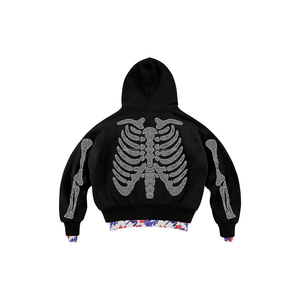 Ensemble survêtement sur mesure avec double taille, sweat à capuche orné de strass et pantalon de survêtement évasé, ensemble de survêtement ample et surdimensionné pour homme - Product Image 5