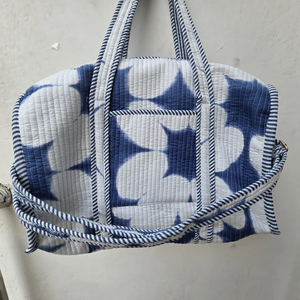 Bolso tote de tela de algodón bohemio acolchado hecho a mano de primera calidad con cierre de cremallera para compras - Product Image 6