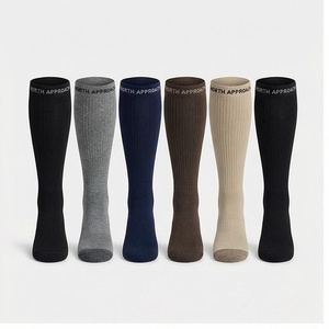 NORTH APPROACH Chaussettes hautes unies respirantes en coton et élasthanne pour adulte, usage quotidien décontracté, saison automne - Product Image 1