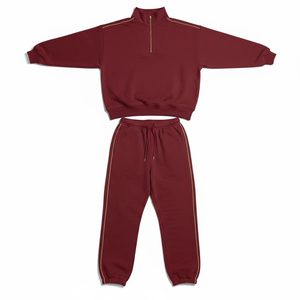 Conjunto de chándal de dos piezas para hombre con cremallera de un cuarto, estilo oversize, precio al por mayor OEM - Product Image 4
