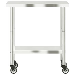 Mesa de Trabajo para Cocina Comercial con Ruedas, 32.5''x21.7''x33.5'', Fabricación en Acero Inoxidable - Product Image 5