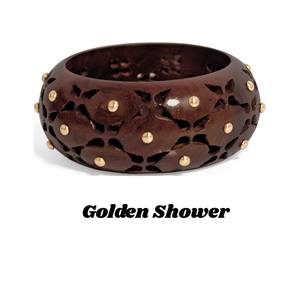 Bracelet manchette large et épais en bois de Sheesham fait main, orné de laiton et sculpté à motifs floraux, style vintage - Product Image 2