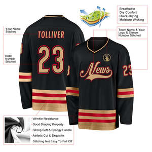 Factory Customization OEM Service Lightweight Polyester Anti-Bacterial Professional Latest Design Unisex Ice Hockey Jersey - Product Image 5