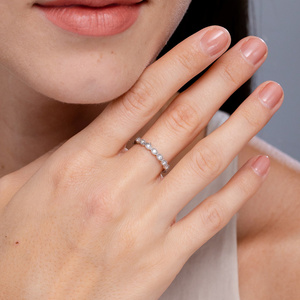 Bague de Fiançailles Empilable Vintage en Diamant de Laboratoire Taille Brillant, Cadeau pour Femme, Or 10K 14K 18K, Argent 925 935, Rhodium - Product Image 2