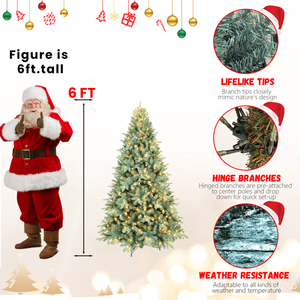Albero di Natale Artificiale Blu-Verde da 180 cm con Luci LED Bianco Caldo, Filo Memory e Filo in Ferro, 350 Rami Colorati, Dimensioni 300 cm - Product Image 4