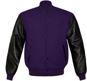 Wholesale Purple & Black Letterman <b>Jacket</b> for Men – Wool Varsity <b>Jacket</b> with Leather Sleeves - Product Image 1