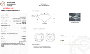 Diamante Cuadrado de Laboratorio de 4.05CT E VVS2, Corte Antiguo Tipo Cojín, Estilo Vintage, para Anillo de Compromiso Personalizado - Product Image 2