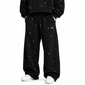 Sweatshirts à capuche et Joggers pour hommes, personnalisés, de luxe, à strass, coupe oversize, en molleton épais, style boxy, scintillants, coupe ample et baggy, vente en gros - Product Image 5