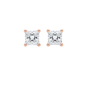 Pendientes de Diamantes Cultivados en Laboratorio de 2 Quilates, Oro de 14 Quilates, Corte Princesa, Certificados por IGI, Pendientes de Botón para Mujer, Joyería Fina Elegante, Regalo para Fiesta - Product Image 1