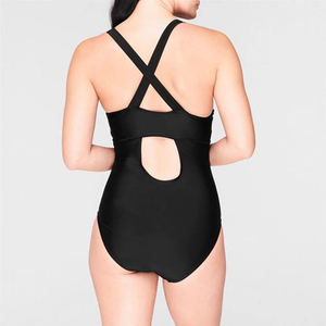 Latest Fashion Women Swim Suit Rainbow Print 1 Piece Front Logo Off-the-Shoulder Neckline High Waist Bottom Spandex/Polyester - Product Image 2