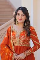 Pakaian Tradisional India Salwar Kameez dengan Payet dan Bordir Berat untuk Pernikahan, Pakaian Festival Etnik, Gaun Sutra Georgette