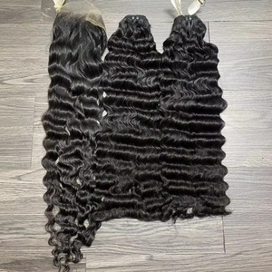 Fournisseurs vietnamiens de cheveux humains vierges non traités, vague profonde lâche, lisse, ondulé, bouclé, trame plate, péruvien, naturel, Remy - Product Image 1