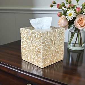 Designer Mother Of Pearl Tissue Holder Perfect For Coffee Table Dining Table And <b>Vanity</b> Decor Wholesale From India - Product Image 2