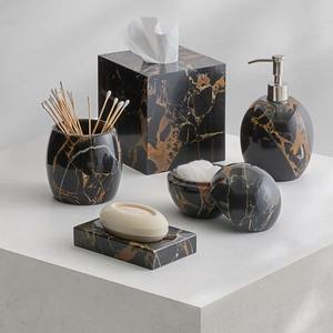 Ensemble d'accessoires de salle de bain de luxe 6 pièces en résine : porte-savon, porte-brosse à dents, gobelet, plateau et organiseur - Product Image 6