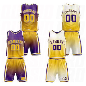 Uniforme de Baloncesto Degradado Morado y Amarillo de Buena Calidad, Pantalones Cortos Transpirables de Verano, Conjunto Deportivo Estampado de Talla Grande - Product Image 1
