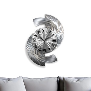 Reloj de pared de metal plateado de primera calidad para decoración de pared, transforma el reloj en un centro de atención decorativo, procedente de la India. - Product Image 6