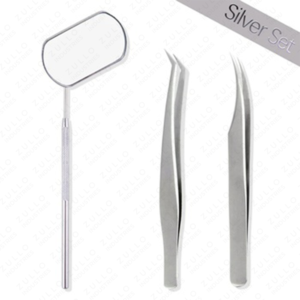 Premium Stainless Steel Eyelash Extension Tweezers Set with Handheld Mirror for Volume <b>Lash</b> Application Precision <b>Kit</b> - Product Image 3
