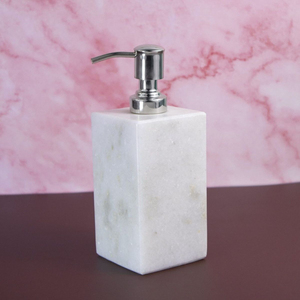 Distributeur de savon en marbre blanc de luxe avec pompe dorée, flacon pour lavage des mains liquide, pour la décoration moderne de salle de bain et de cuisine - Product Image 5