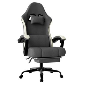 Sedia da Gaming Ergonomica con Cuscino a Molle Insacchettate, Poggiapiedi, Supporto Lombare Regolabile, Tessuto Traspirante e Resistente, Sedia da Computer - Product Image 1