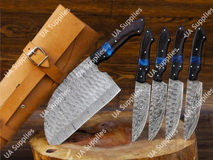 Juego de Cuchillos de Chef Profesionales de Acero de Damasco Hechos a Mano con Espiga Completa, para Deshuesar y Cortar Filetes, Ergonómicos, con Mango de Madera Wenge, para Barbacoa al Aire Libre - Product Image 6