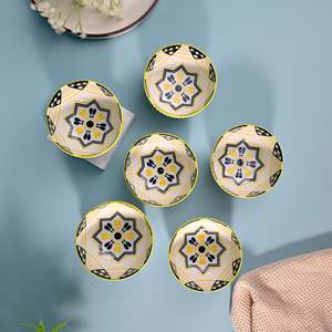 <b>Set</b> of 6 Eco-Friendly Minimalist Artistic Porcelain Bowls <b>Microwave</b> Oven Safe with Oval Pattern for Serving - Product Image 3