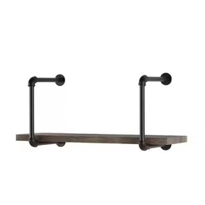 Estante Flotante de Madera Maciza de Moda, Juego de Estantes Metálicos Montados en la Pared para Almacenamiento y Decoración del Hogar - Product Image 5