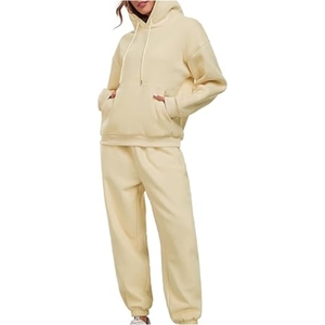 Women's <b>Sweat</b> Tracksuit Hooded <b>Top</b> Jogger Pants Relaxed Two Piece Matching Lounge Outfit 100% Cotton Fleece EFFO ENTERPRISES - Product Image 1