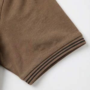 Polo à manches courtes pour homme, couleur marron, fermeture éclair, décontracté, tricot uni, coupe classique - Product Image 6