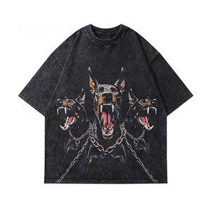 Streetwear Acid Wash T-Shirt - Vintage Oversized Cotton Tee - Heavyweight Fabric Drop Shoulder Custom Print Shirt for <b>Men</b> - Product Image 1