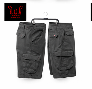 Casual Men's Cotton Utility Cargo Shorts Mid Rise Button Fly Multi Pocket Summer Travel Solid <b>Colour</b> Shorts - Product Image 3