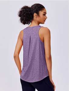 Débardeur sportif plissé croisé pour femme, séchage rapide, col ras du cou, ourlet incurvé asymétrique, respirant, tendance, idéal pour l'été - Product Image 2