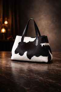 Sac fourre-tout en cuir véritable à poils, avec broderie, couleur unie, fermeture éclair supérieure, pour femme, sac à bandoulière LHTB-0015 - Product Image 4