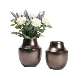 Juego de 2 jarrones decorativos para centro de mesa, de alta calidad, con acabado en bronce, jarrón de metal para flores, muy vendido, decoración para sala de estar - Product Image 1