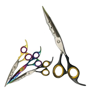 Ciseaux de barbier professionnels en acier inoxydable de 6 pouces avec lame tranchante, couleur personnalisée et anneaux dorés pour la coupe de cheveux - Product Image 1