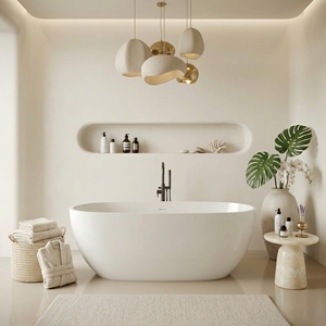 Freestanding Oval Soaking Tub FW-7761-71-Modern Durable Acrylic Bathtub for <b>Bathroom</b> - Product Image 2