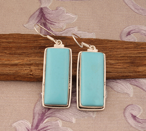 Trendy Bohemian Turquoise <b>Dangle</b> <b>Earrings</b> Unique Artisan Design Gemstone Accessories Premium Quality Designer 925 <b>Silver</b> <b>Earring</b> - Product Image 3