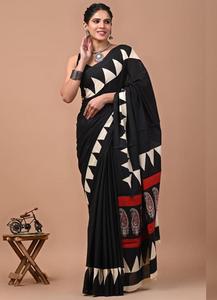 Sari de poliéster estampado para mujer, de secado rápido, sin arrugas, informal, para fiestas, Diwali, atuendo étnico tradicional, elegante y con caída. - Product Image 3