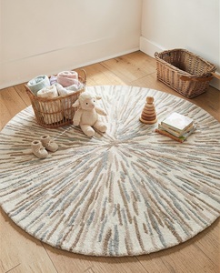 Hand Tufted Low Pile Abstract Wool <b>Rug</b> PET Friendly Non-Slip Eco-Friendly Anti-Bacteria Modern Design Neutral Beige <b>Thin</b> Bar - Product Image 6