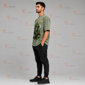 เสื้อยืดผู้ชาย ผ้าฝ้าย 100% ซักแบบ Acid Wash แขนสั้น คอกลม ทรงหลวม สวมใส่สบายทุกวัน แห้งเร็ว น้ำหนัก 230 กรัม - Product Image 3