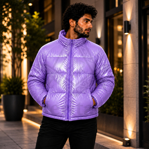 Veste matelassée pour homme, style Regalia Maçonnique Héritage, violette, col montant, fermeture éclair, vêtement d'extérieur d'hiver, coque légère enduite - Product Image 2
