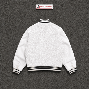 Veste universitaire en polaire blanche pour homme, coupe classique, col rabattu, couleur unie, tenue décontractée pour l'automne, streetwear décontracté pour l'hiver, PREMIUM T - Product Image 6