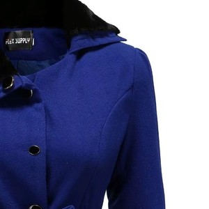 Abrigo de lana para mujer con cuello vuelto, doble botonadura, cinturón y corte en A, para invierno. - Product Image 6