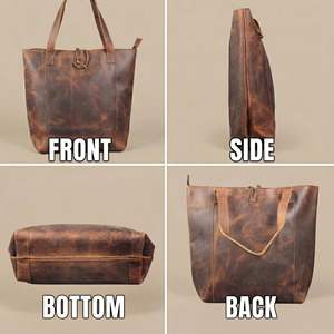 กระเป๋าโท้ทหนังแท้สำหรับผู้หญิง สไตล์ลำลอง ดีไซน์เรียบง่าย พร้อมซิปปิด เหมาะสำหรับการเดินทางและการช้อปปิ้ง - Product Image 2