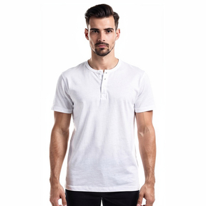 Men's <b>White</b> Henley T-Shirt Short Sleeve Street Style Button Down Henley <b>Tee</b> Shirts Men Breathable Lightweight Henley <b>Tee</b> Mens - Product Image 1