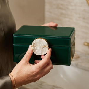 Artistic Green Decorative Box Set Featuring Premium Crystal Stone Hardware for Stylish Home Organization and Decorative Display - Product Image 3