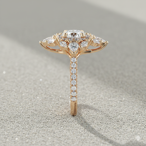 Anillo de compromiso Stonewels Empress Diamond Halo de oro con engaste de púas certificado - Product Image 3