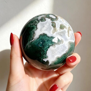 Esfera de Ágata Musgosa Pulida, Globo de Cristal Natural, Artículo Coleccionable de Arte, Decoración Feng Shui - Product Image 4